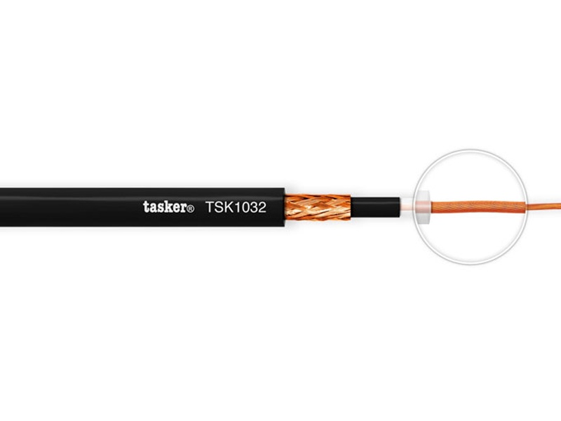tasker tsk1032 100m | supreme gitaarkabel met carbon afscherming 1x0,55, zwart